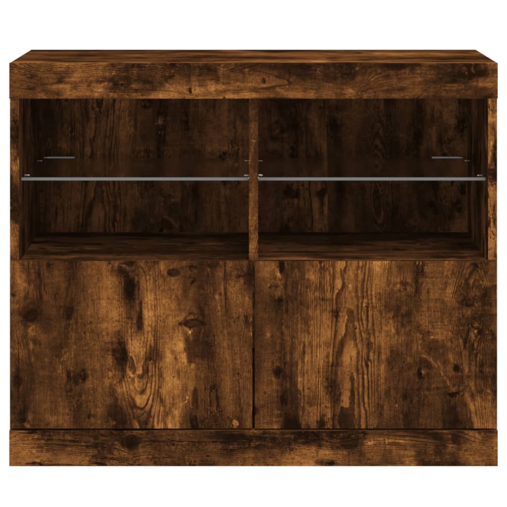 Komoda s LED svjetlima boja dimljenog hrasta 81x37x67 cm