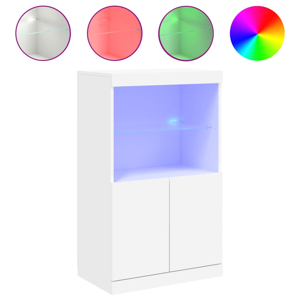 Komoda s LED svjetlima bijela 60,5x37x100 cm