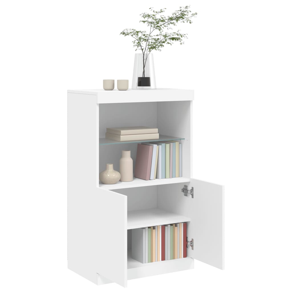 Komoda s LED svjetlima bijela 60,5x37x100 cm