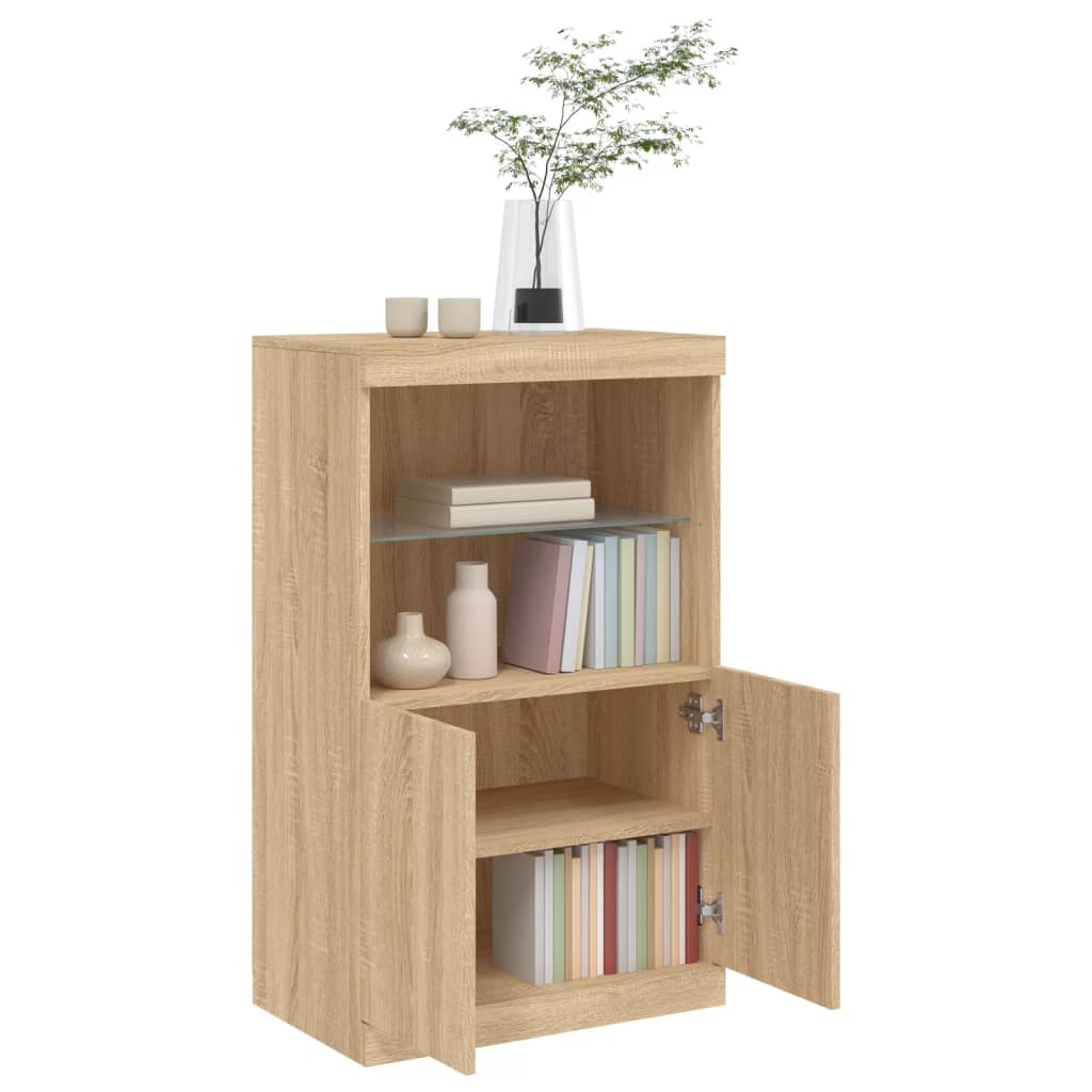 Komoda s LED svjetlima boja hrasta sonome 60,5x37x100 cm
