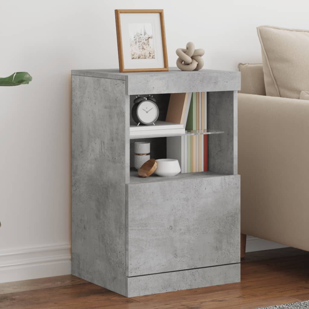Komoda s LED svjetlima siva boja betona 41x37x67 cm