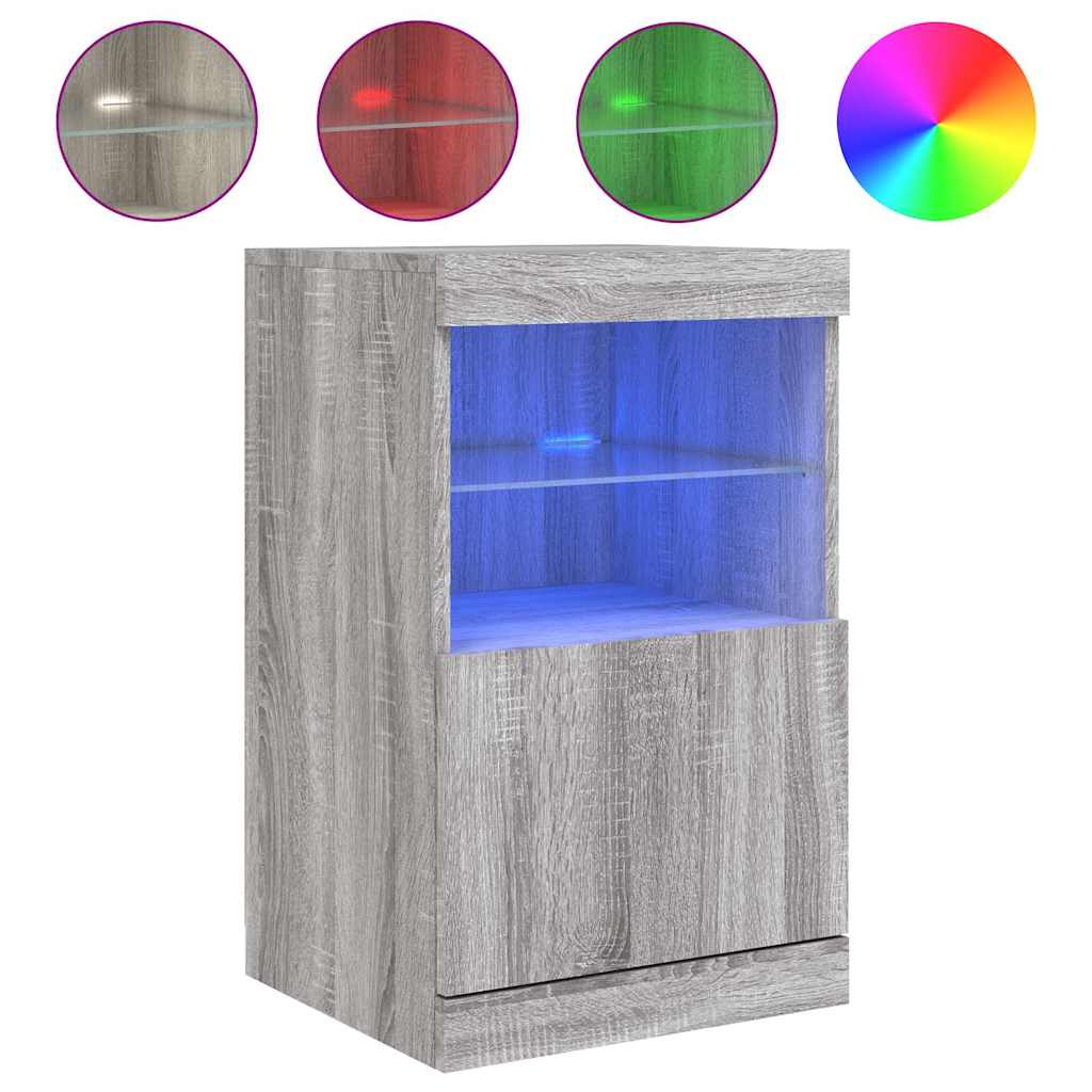 Komoda s LED svjetlima boja sivog hrasta 41 x 37 x 67 cm