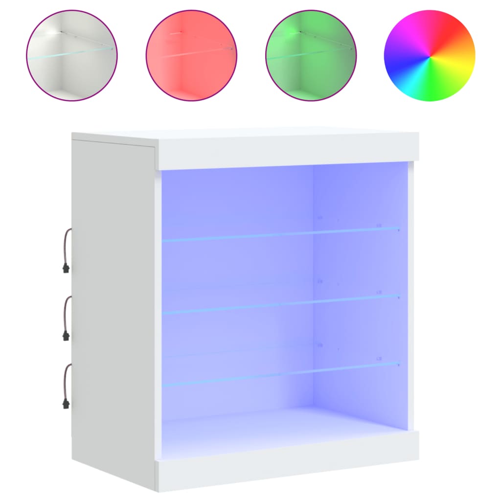 Komoda s LED svjetlima bijela 60,5 x 37 x 67 cm