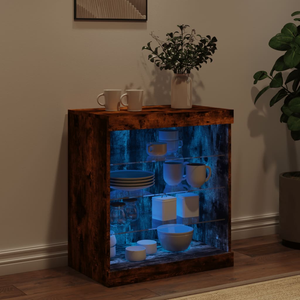 Komoda s LED svjetlima boja dimljenog hrasta 60,5x37x67 cm