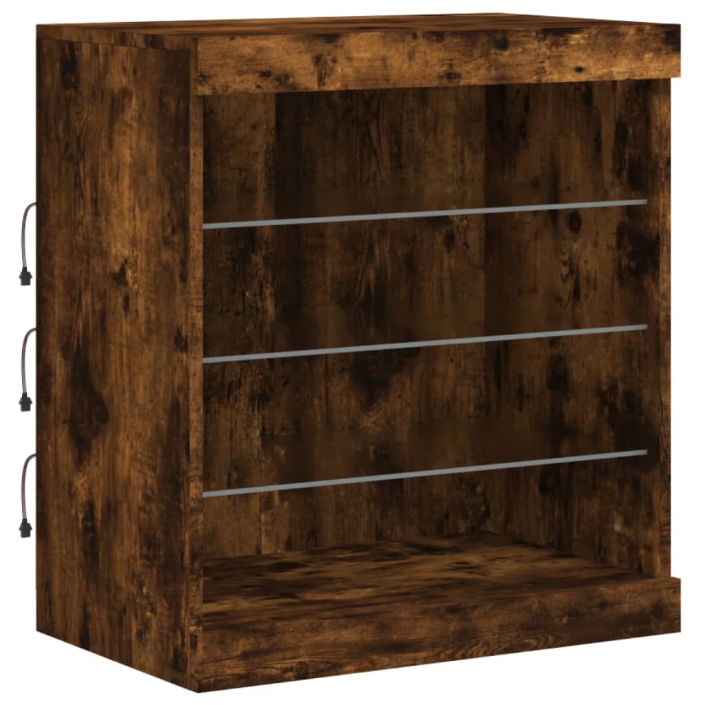 Komoda s LED svjetlima boja dimljenog hrasta 60,5x37x67 cm