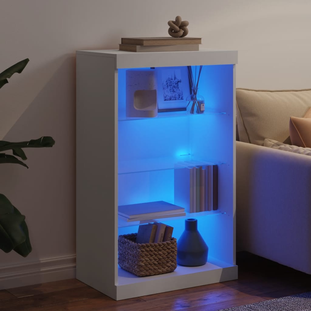 Komoda s LED svjetlima bijela 60,5x37x100 cm