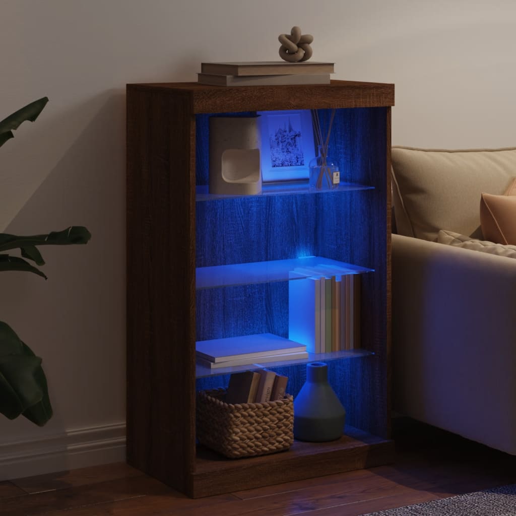 Komoda s LED svjetlima boja smeđeg hrasta 60,5x37x100 cm
