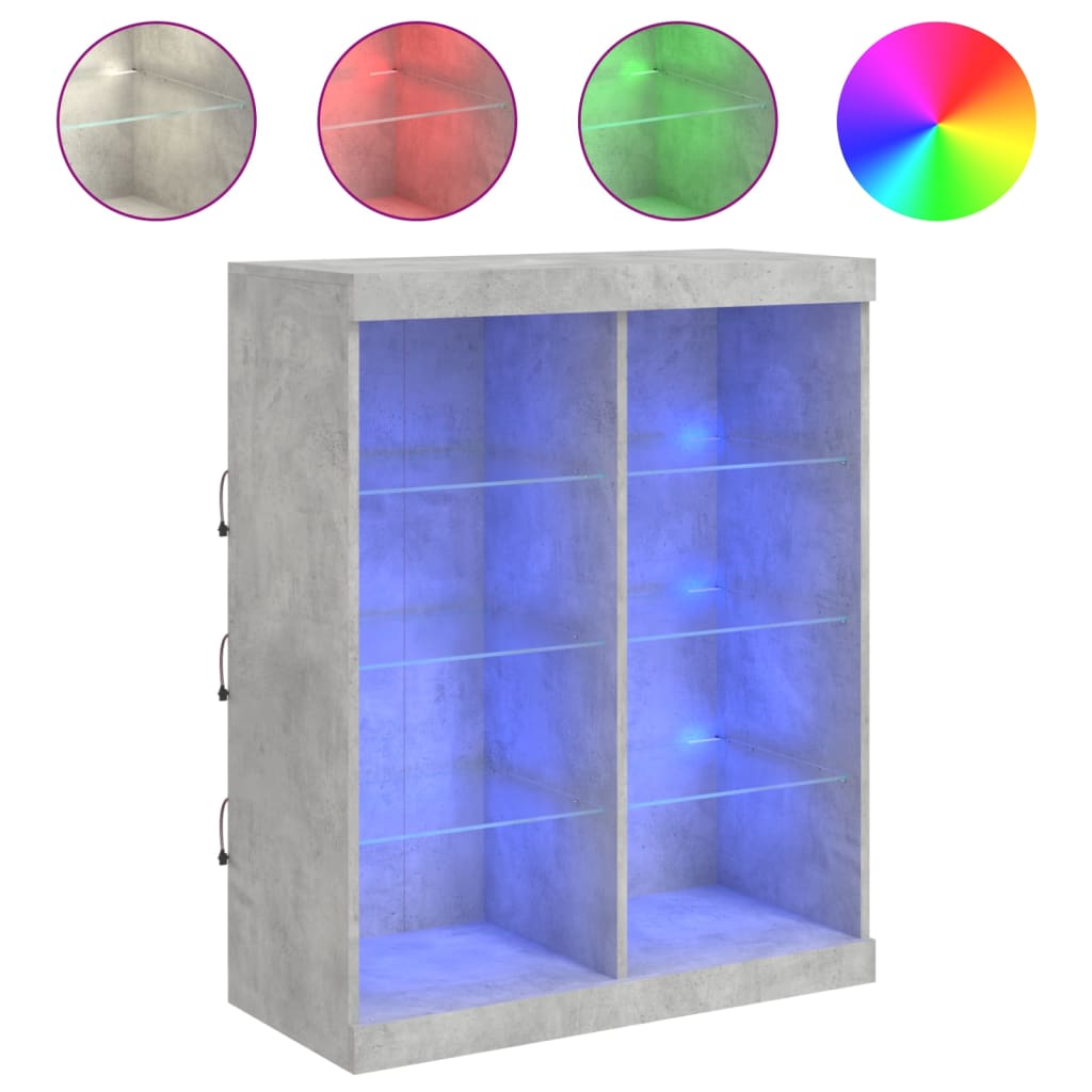 Komoda s LED svjetlima siva boja betona 81x37x100 cm