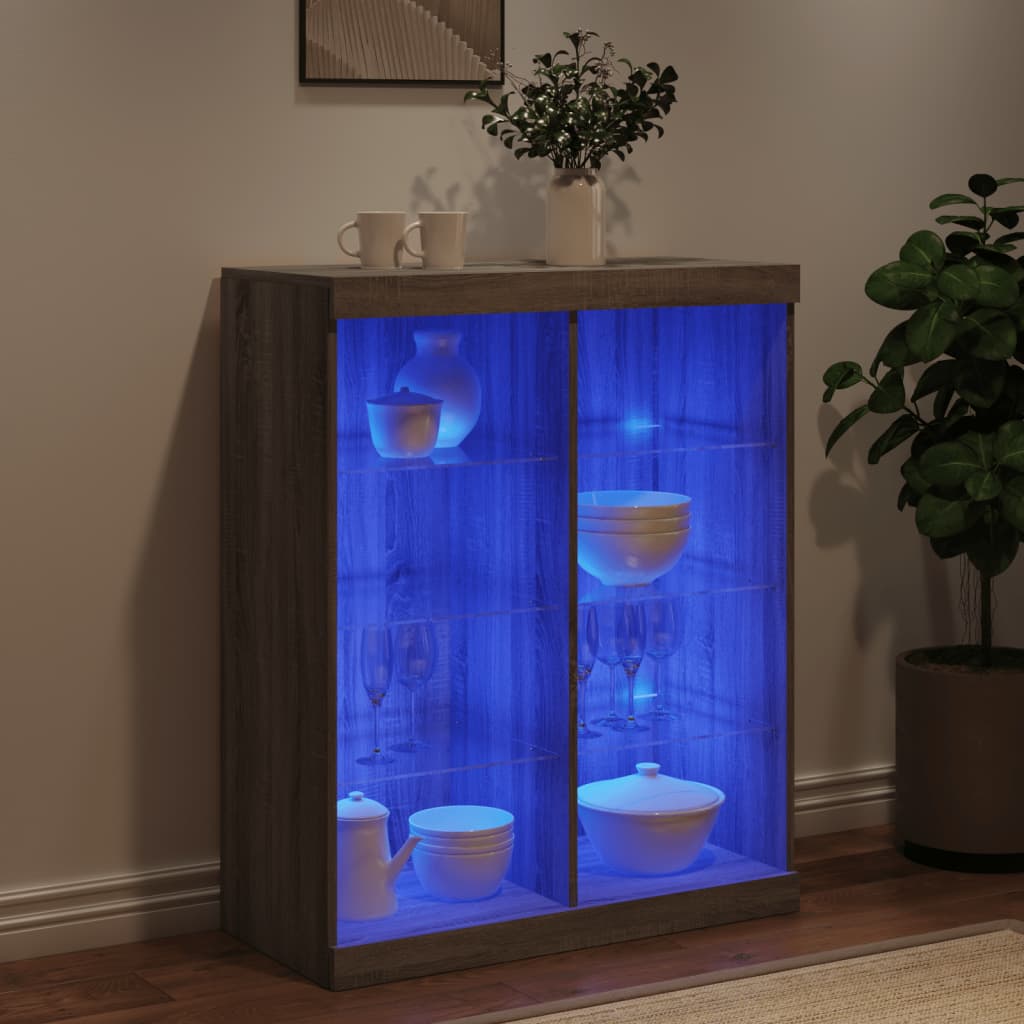Komoda s LED svjetlima boja sivog hrasta 81x37x100 cm