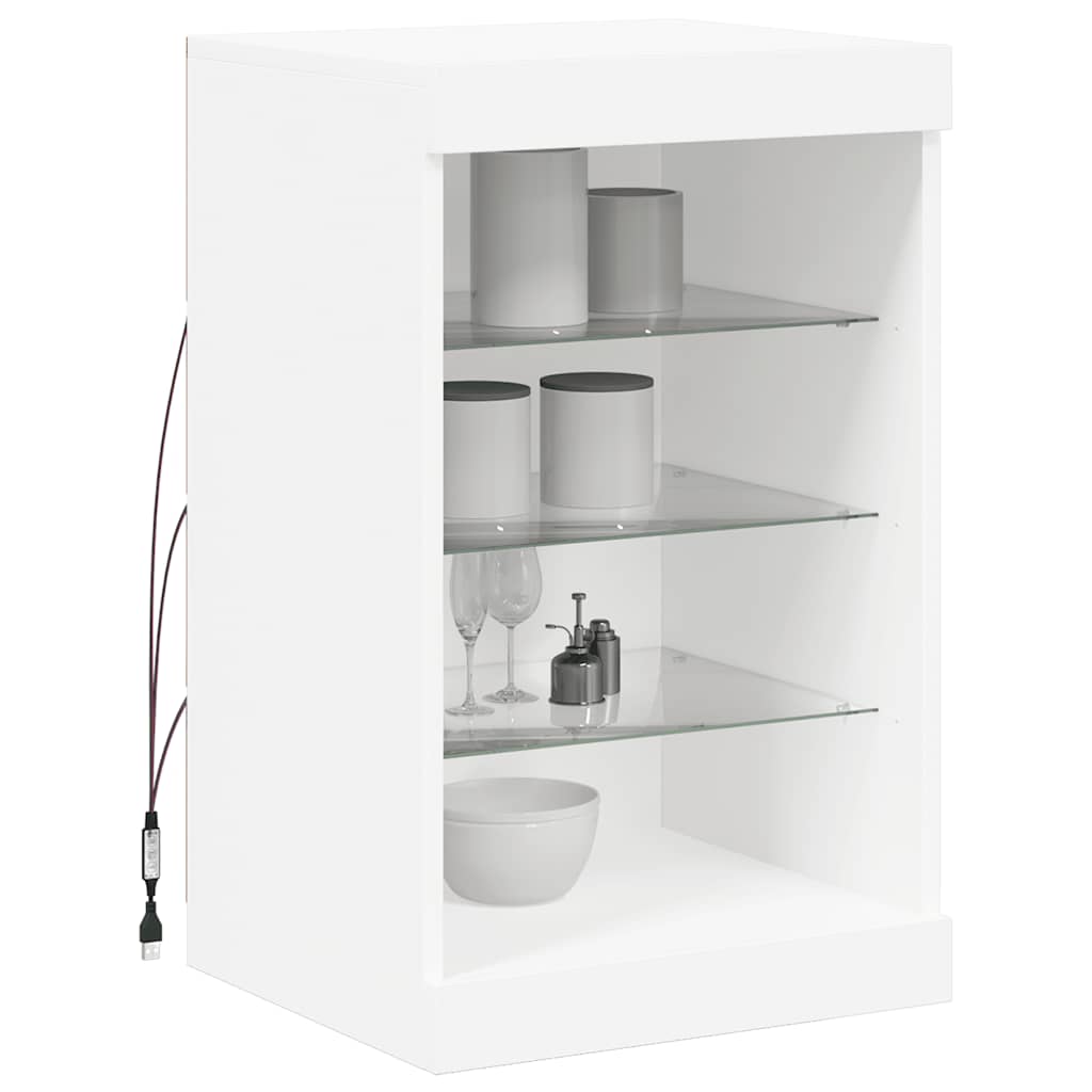 Komoda s LED svjetlima bijela 41x37x67 cm