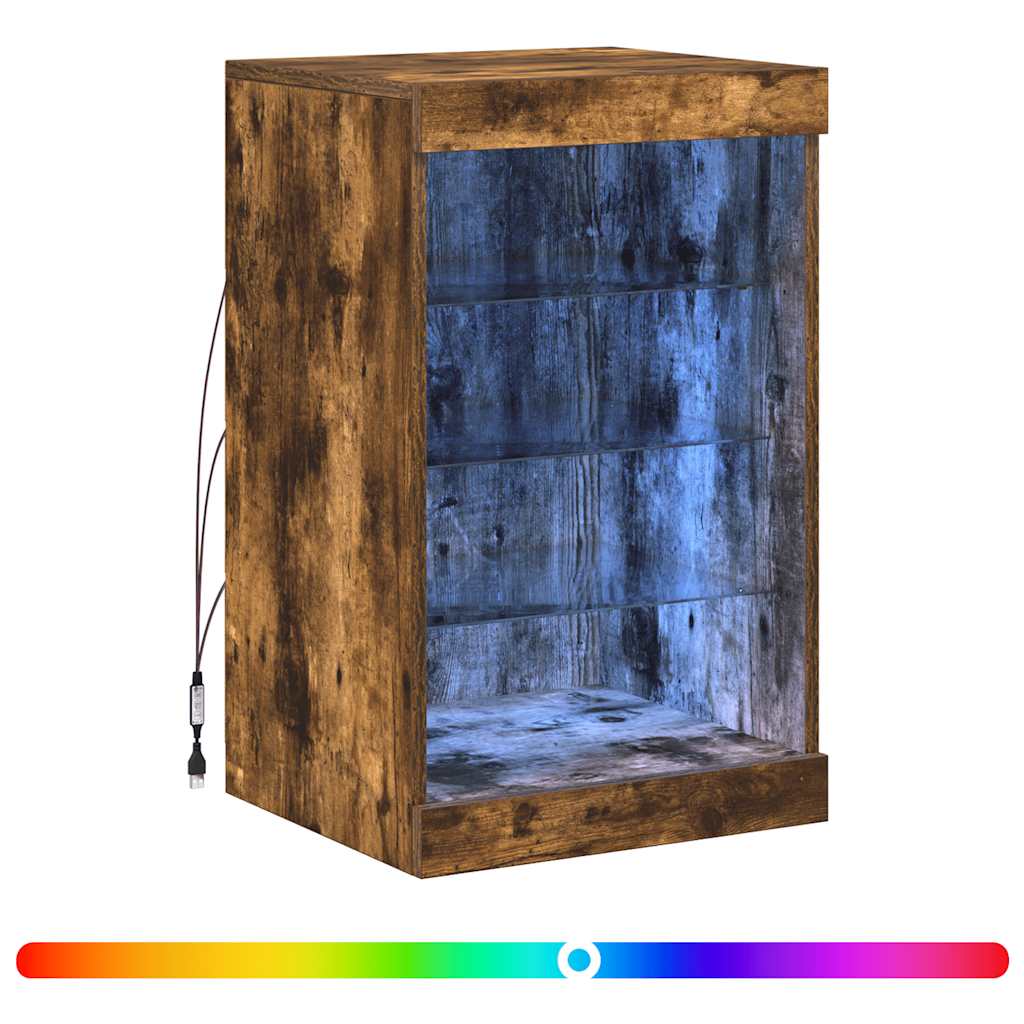 Komoda s LED svjetlima boja dimljenog hrasta 41x37x67 cm