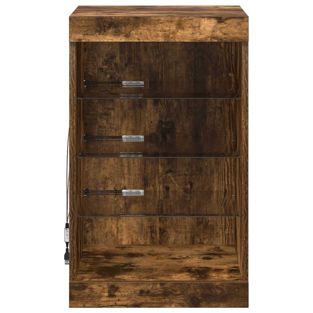 Komoda s LED svjetlima boja dimljenog hrasta 41x37x67 cm
