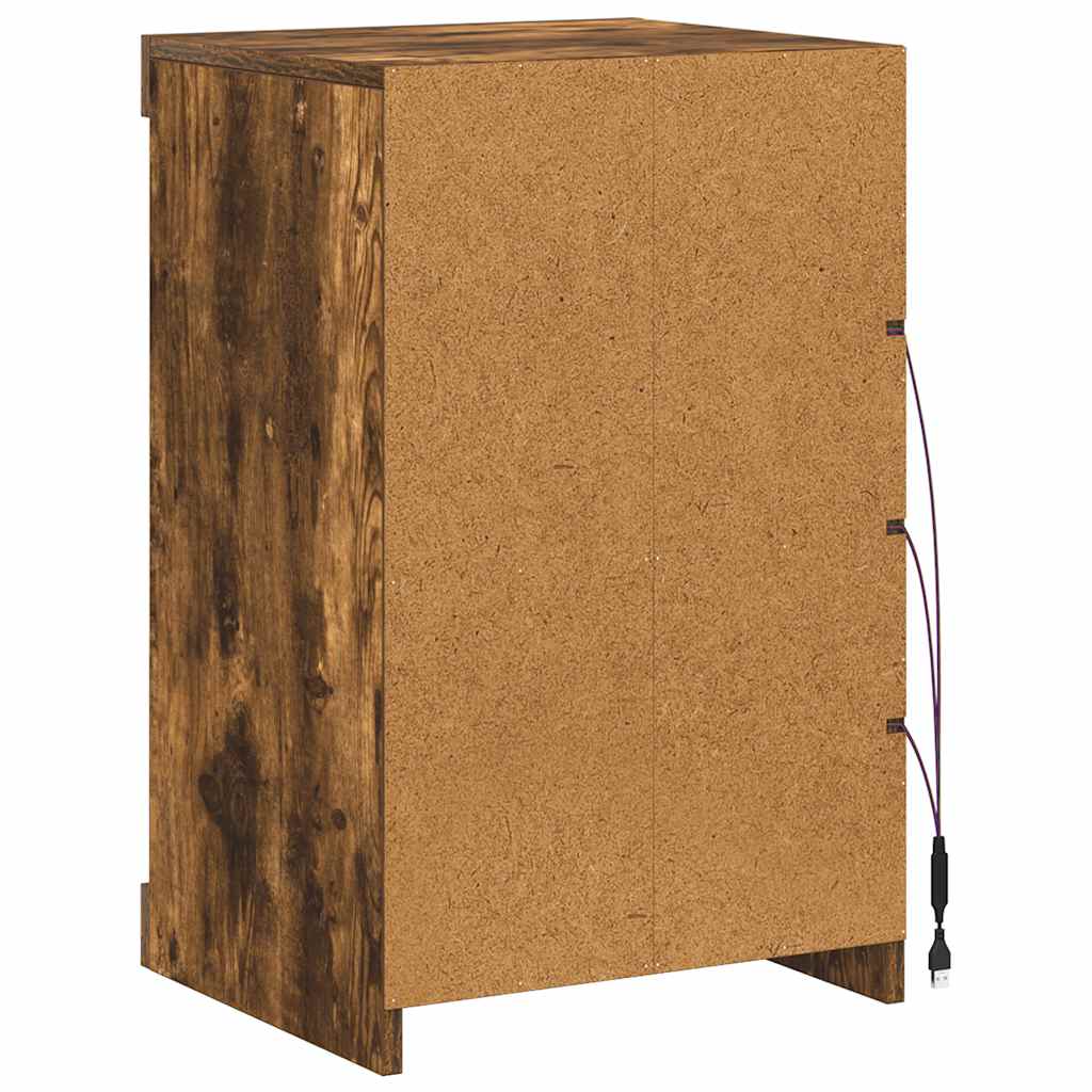 Komoda s LED svjetlima boja dimljenog hrasta 41x37x67 cm