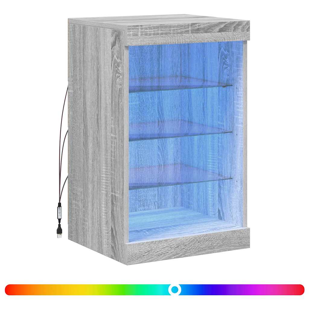 Komoda s LED svjetlima boja sivog hrasta 41 x 37 x 67 cm