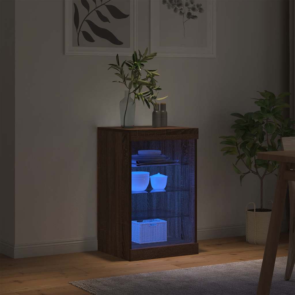 Komoda s LED svjetlima boja hrasta 41x37x67 cm