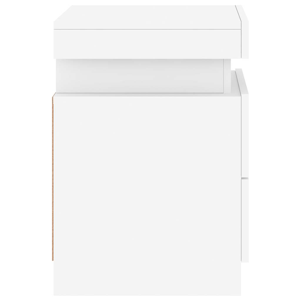 Noćni ormarići s LED svjetlima 2 kom bijeli 35 x 39 x 55 cm