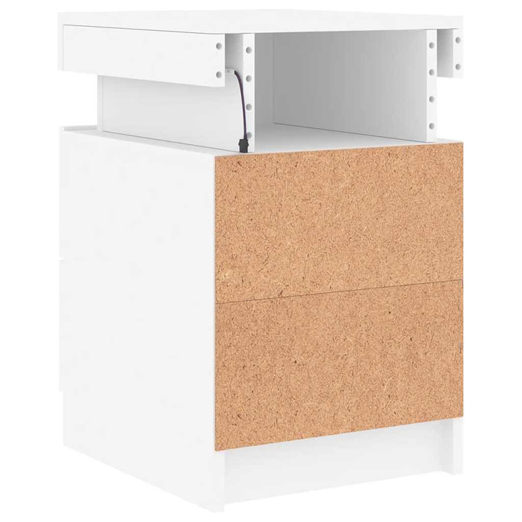 Noćni ormarići s LED svjetlima 2 kom bijeli 35 x 39 x 55 cm
