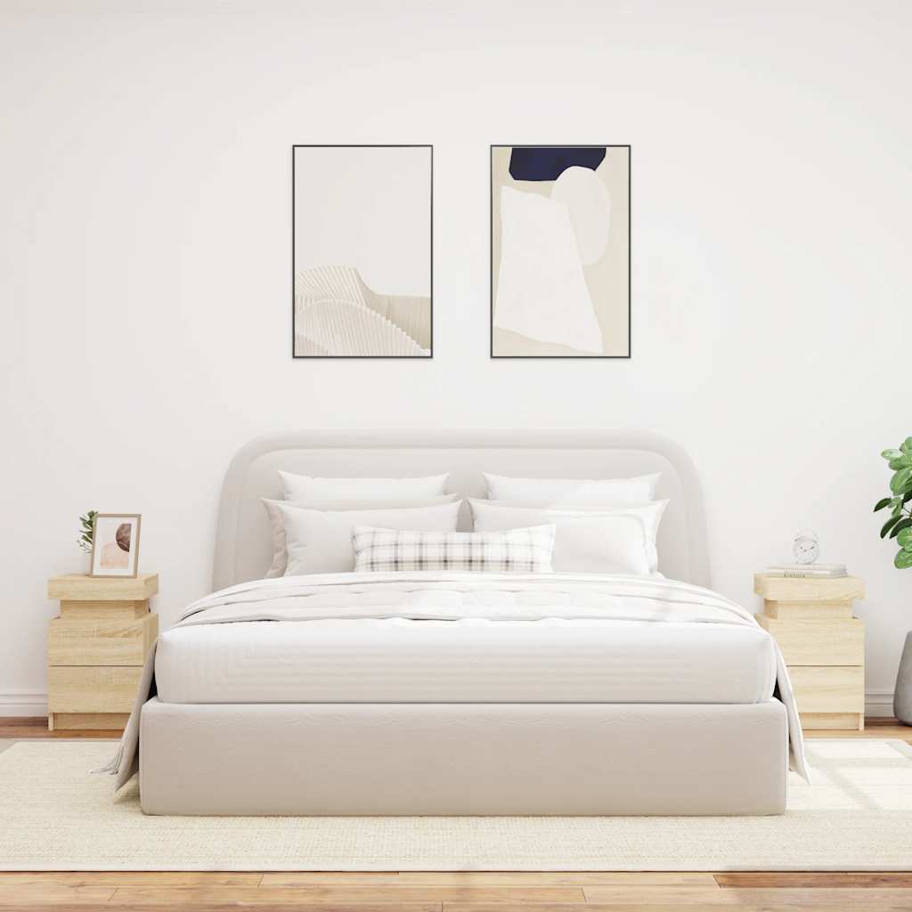 Noćni ormarići s LED svjetlima 2 kom boja hrasta 35x39x55 cm