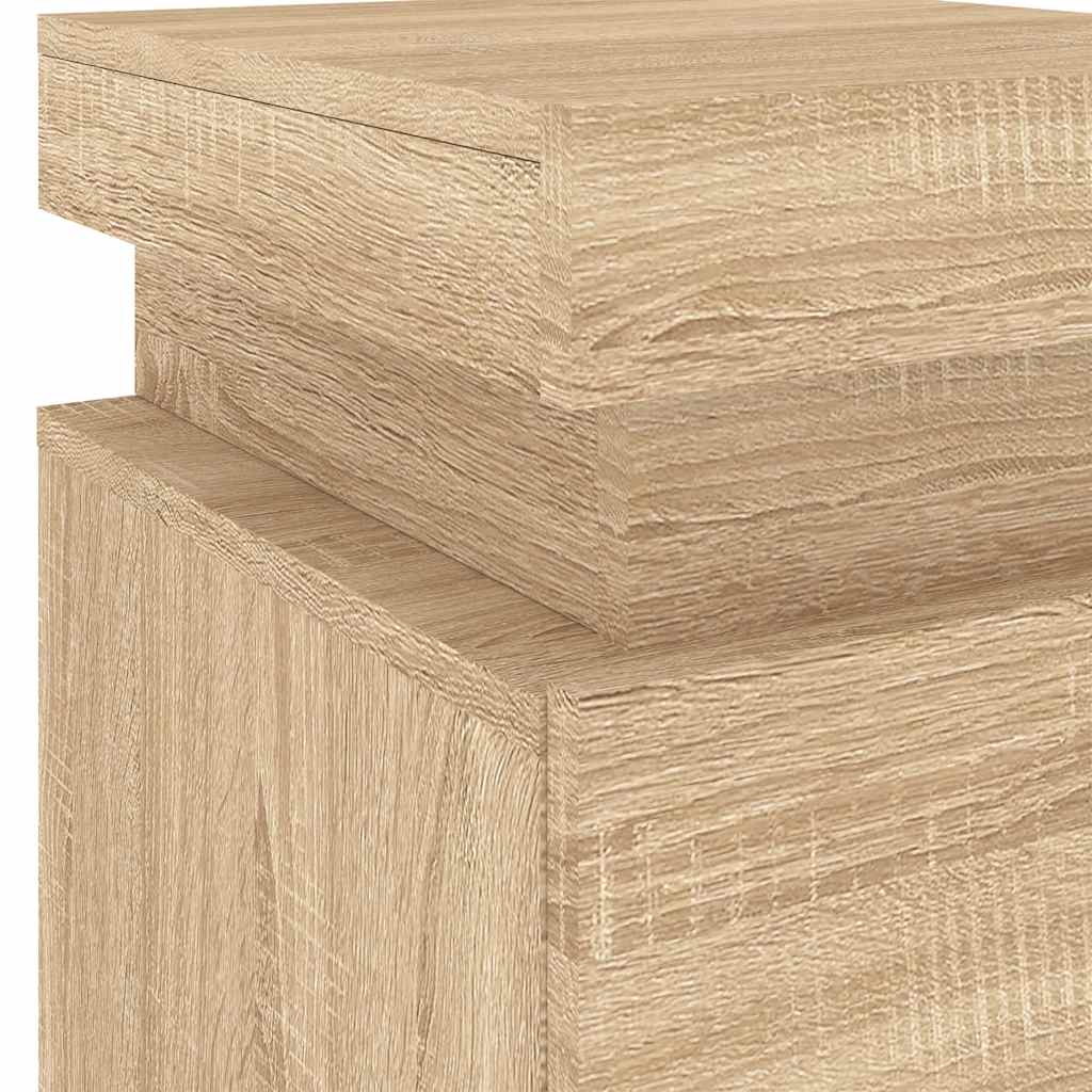 Noćni ormarići s LED svjetlima 2 kom boja hrasta 35x39x55 cm