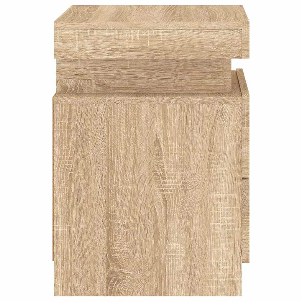 Noćni ormarići s LED svjetlima 2 kom boja hrasta 35x39x55 cm