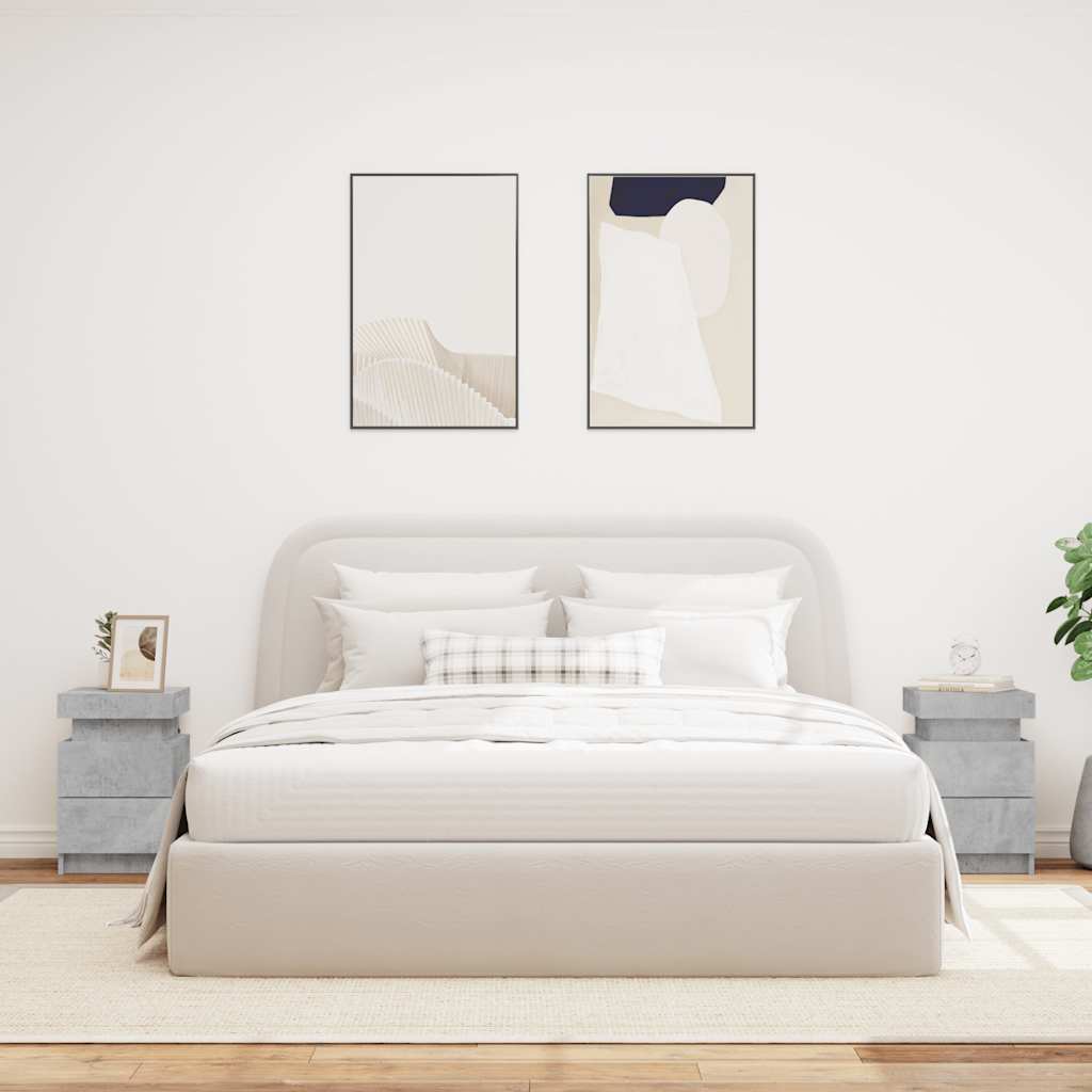 Noćni ormarići s LED svjetlima 2 kom boja betona 35x39x55 cm