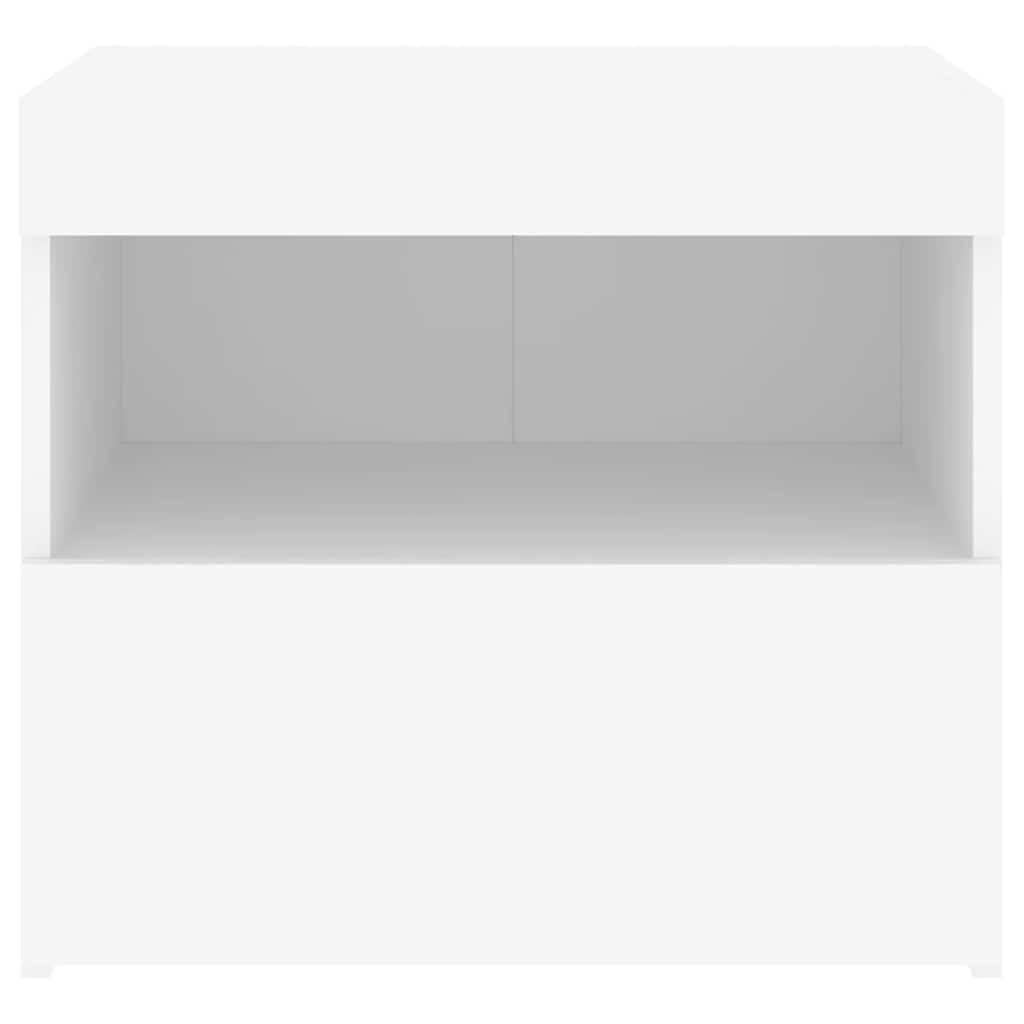 Noćni ormarić s LED svjetlima bijeli 50 x 40 x 45 cm