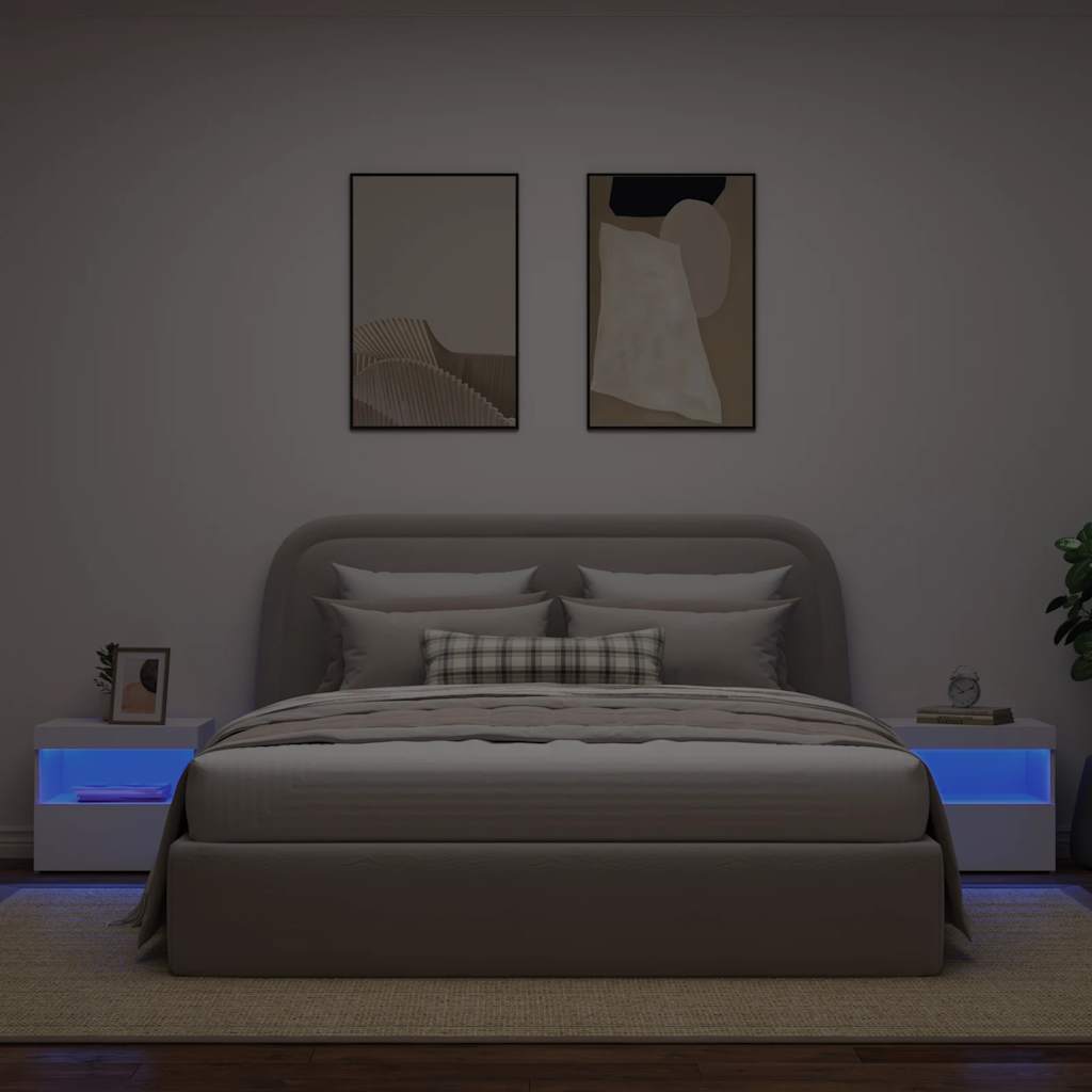 Noćni ormarići s LED svjetlima 2 kom bijeli 50 x 40 x 45 cm