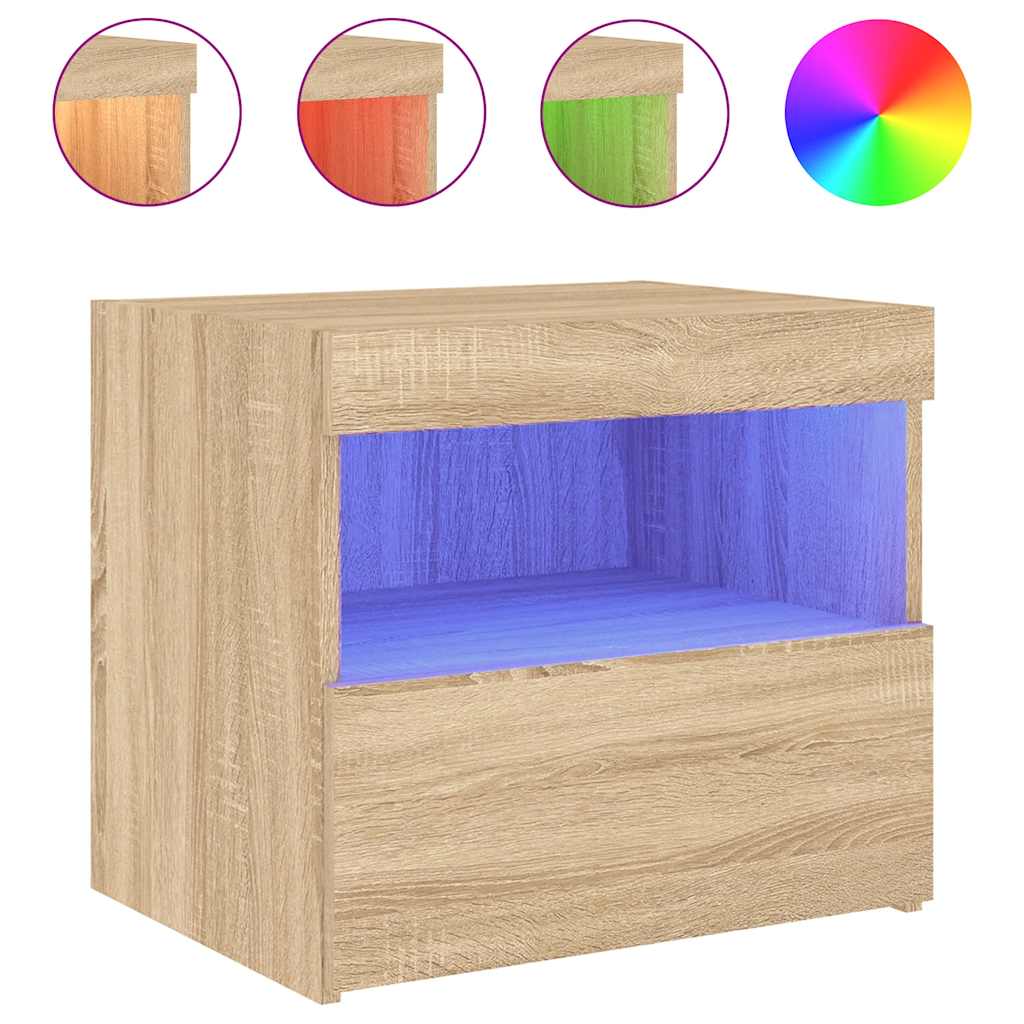 Noćni ormarić s LED svjetlima boja hrasta sonome 50x40x45 cm
