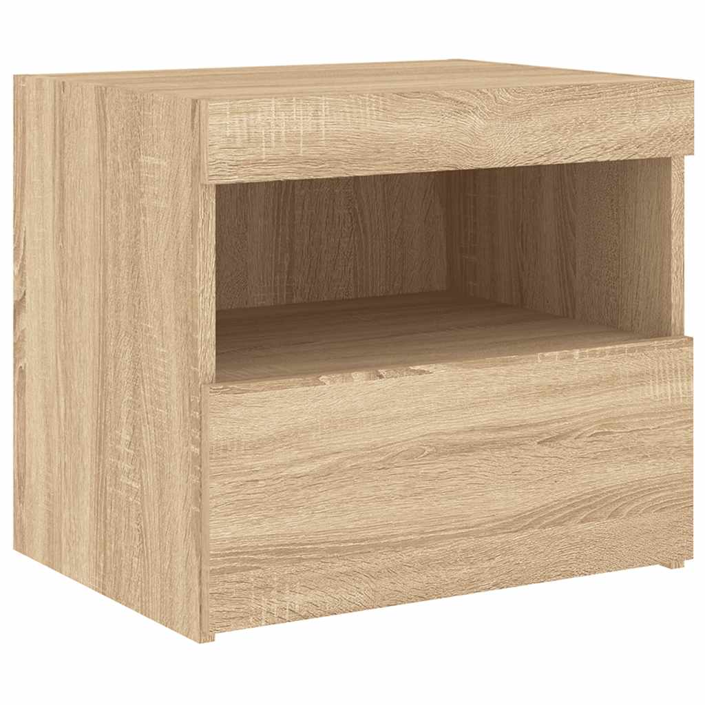 Noćni ormarić s LED svjetlima boja hrasta sonome 50x40x45 cm