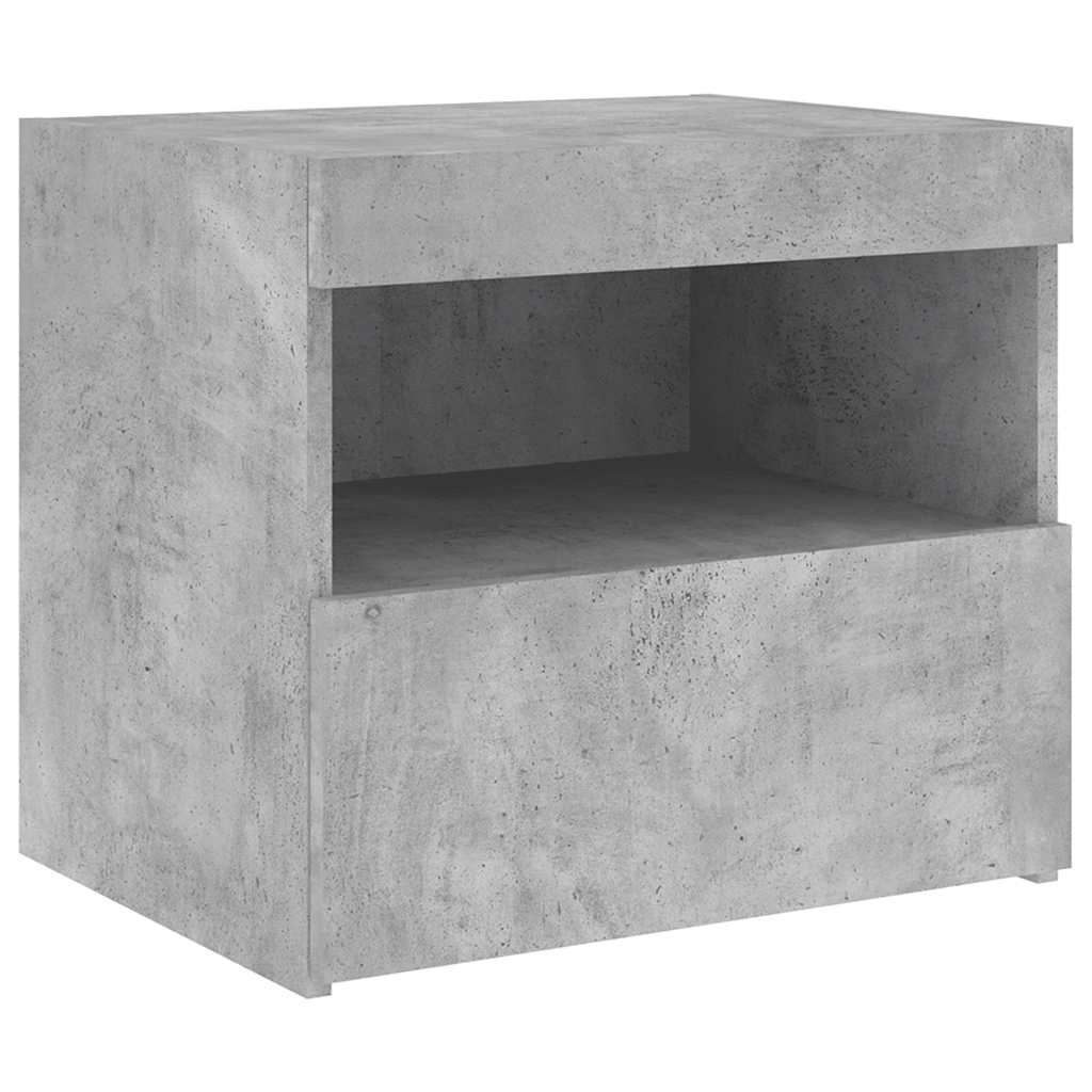 Noćni ormarić s LED svjetlima siva boja betona 50x40x45 cm