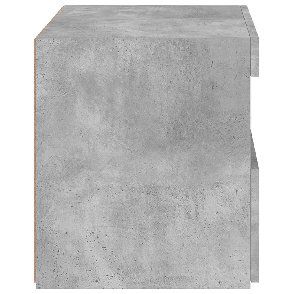 Noćni ormarić s LED svjetlima siva boja betona 50x40x45 cm