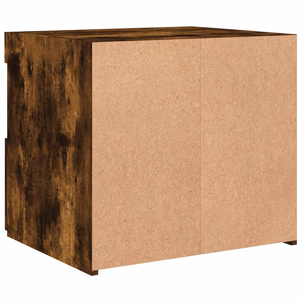 Noćni ormarić s LED svjetlima boja dimljenog hrasta 50x40x45 cm