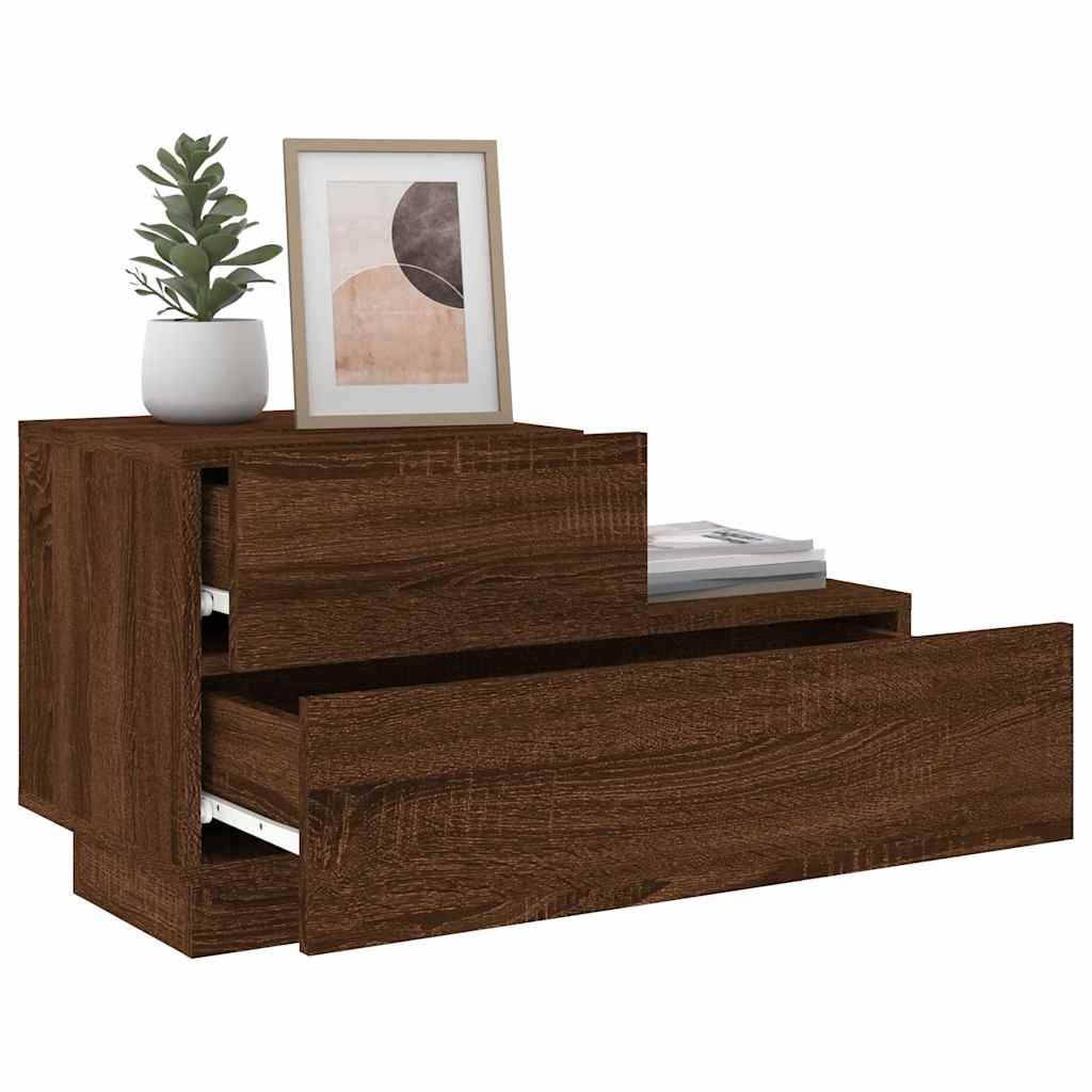 Noćni ormarić s LED svjetlima boja smeđeg hrasta 70x36x40,5 cm