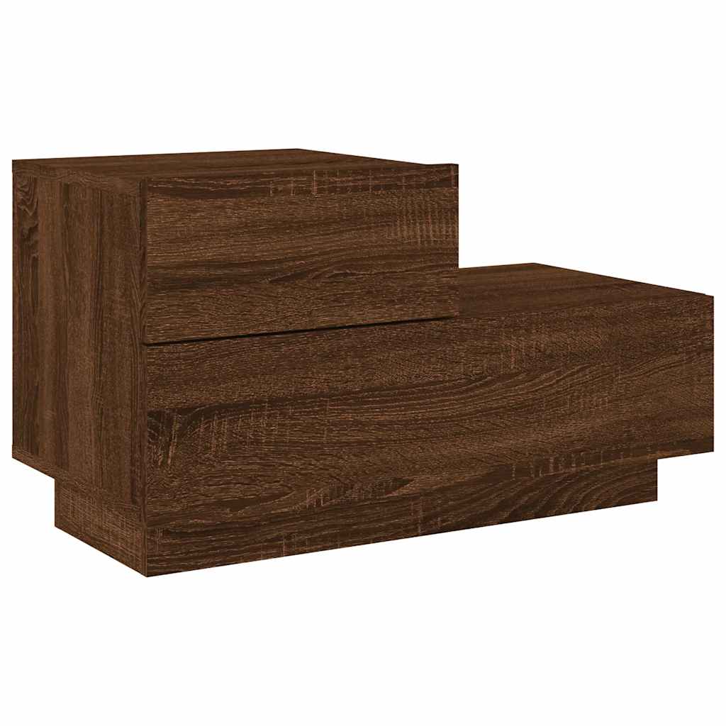 Noćni ormarić s LED svjetlima boja smeđeg hrasta 70x36x40,5 cm