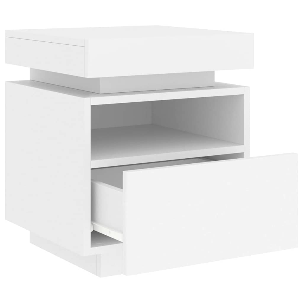 Noćni ormarić s LED svjetlima bijeli 40 x 39 x 48,5 cm