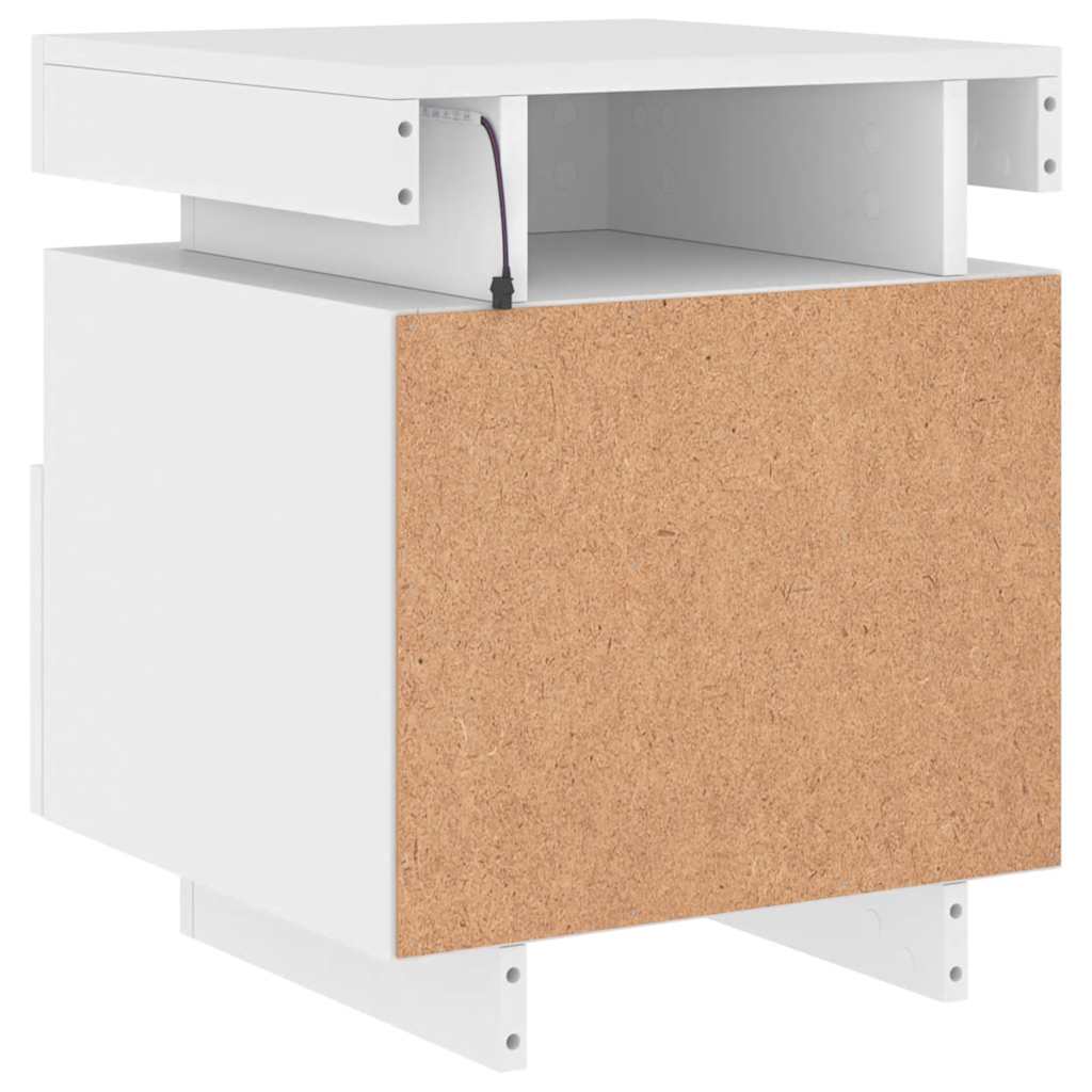 Noćni ormarić s LED svjetlima bijeli 40 x 39 x 48,5 cm