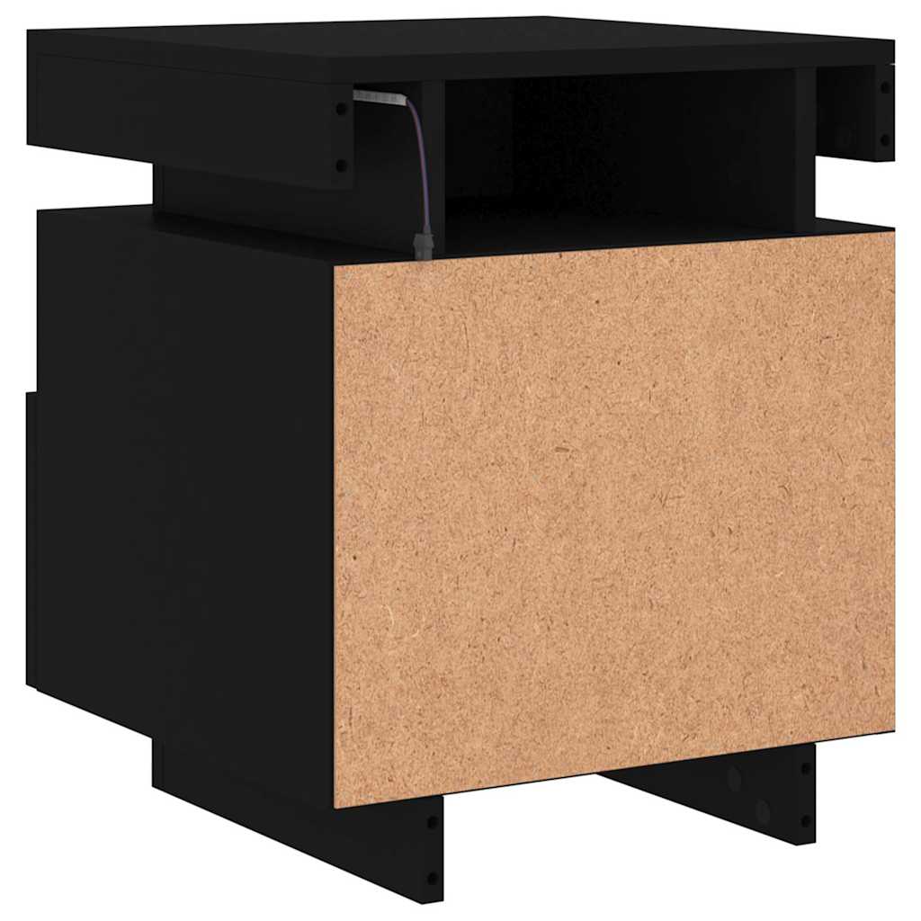 Noćni ormarići s LED svjetlima 2 kom crni 40x39x48,5 cm
