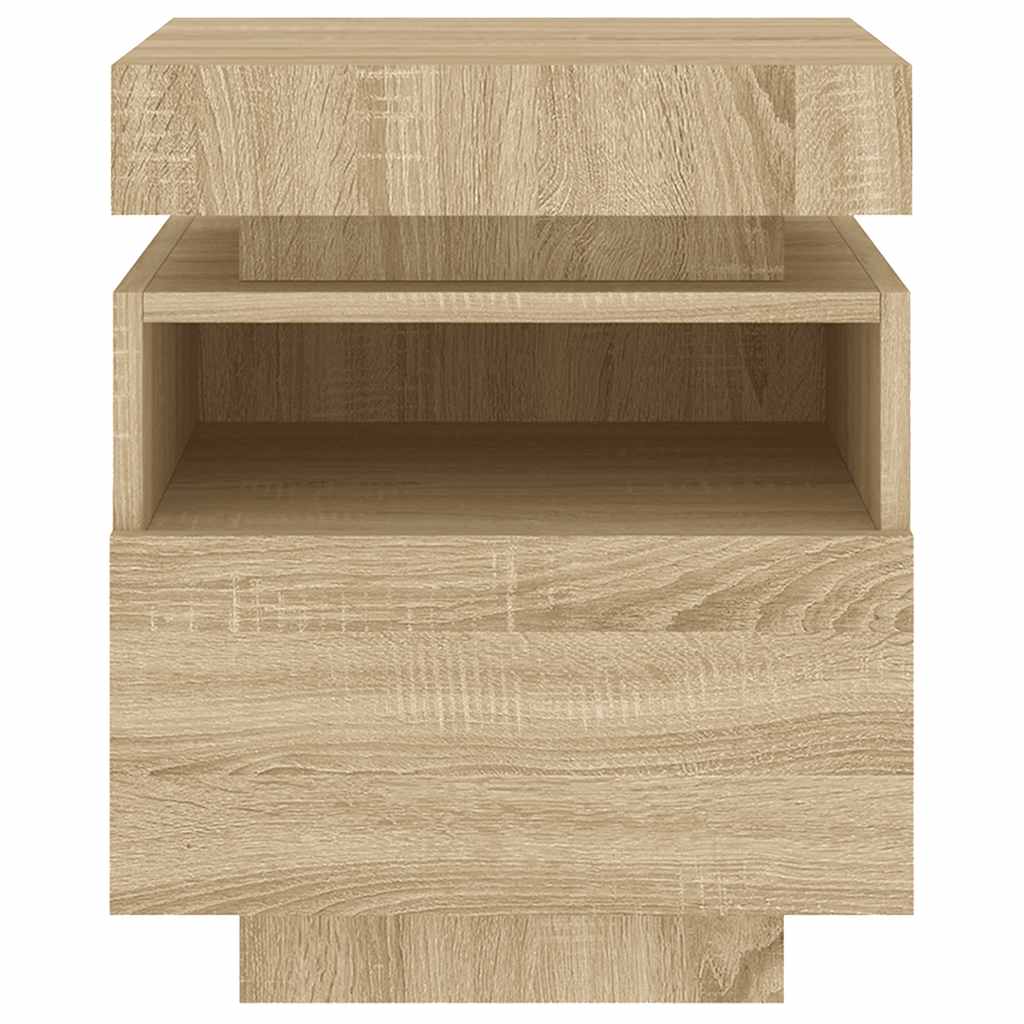 Noćni ormarići s LED svjetlima 2 kom boja hrasta 40x39x48,5 cm
