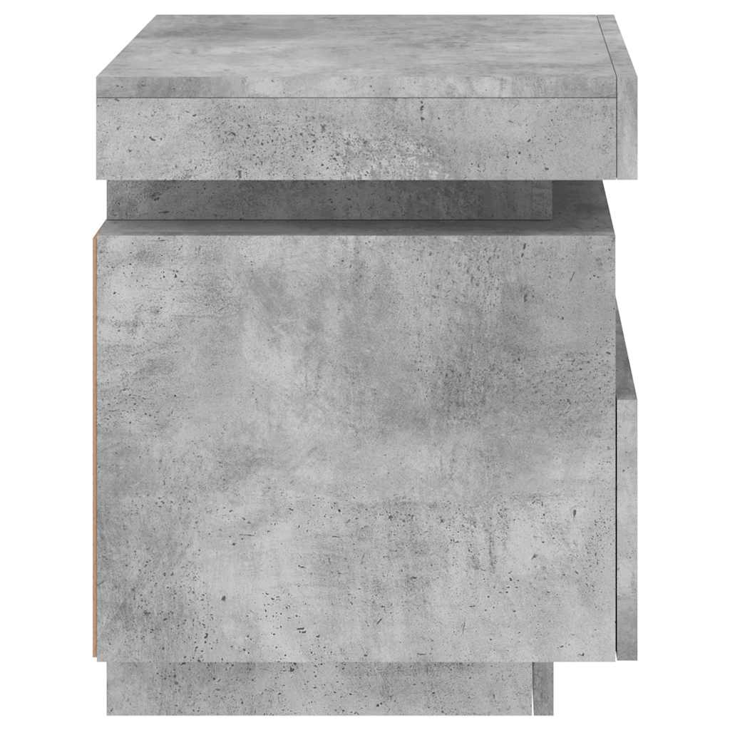 Noćni ormarić s LED svjetlima siva boja betona 40x39x48,5 cm