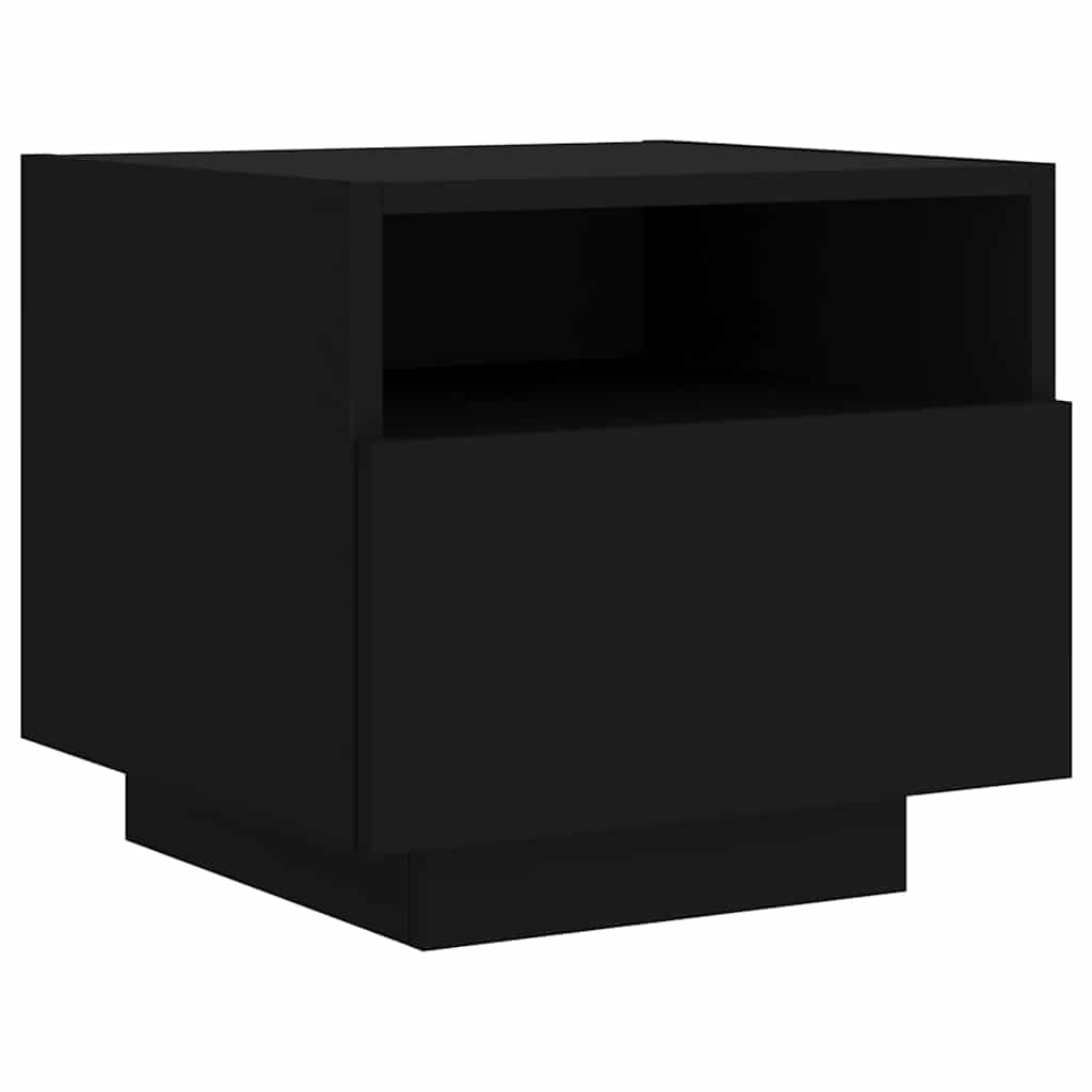 Noćni ormarići s LED svjetlima 2 kom crni 40 x 39 x 37 cm