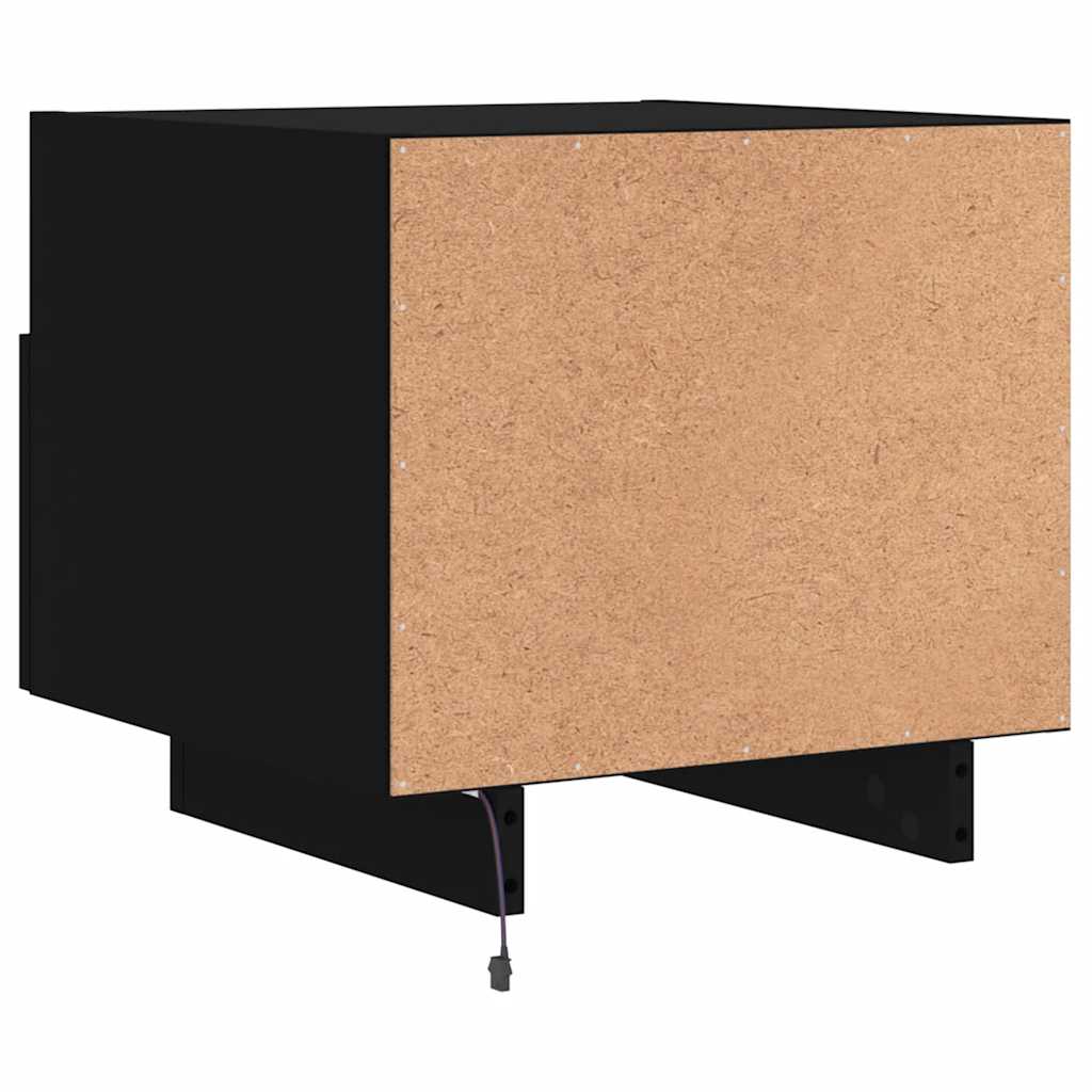Noćni ormarići s LED svjetlima 2 kom crni 40 x 39 x 37 cm