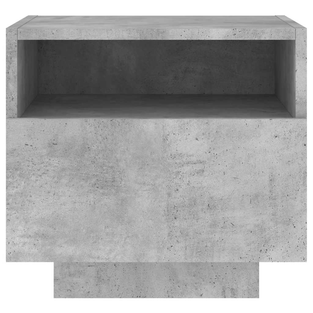 Noćni ormarić s LED svjetlima siva boja betona 40x39x37 cm