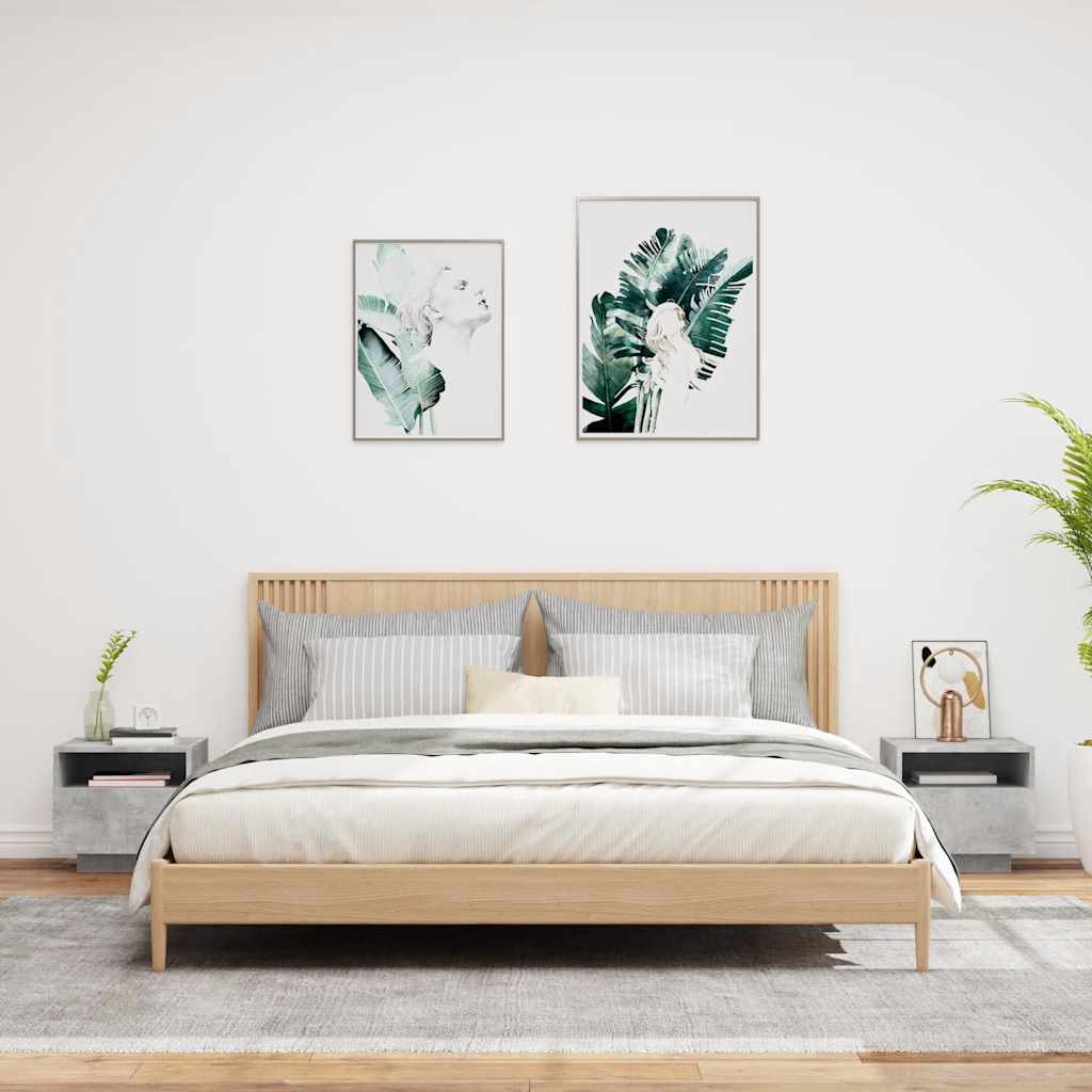 Noćni ormarići s LED svjetlima 2 kom boja betona 40x39x37 cm