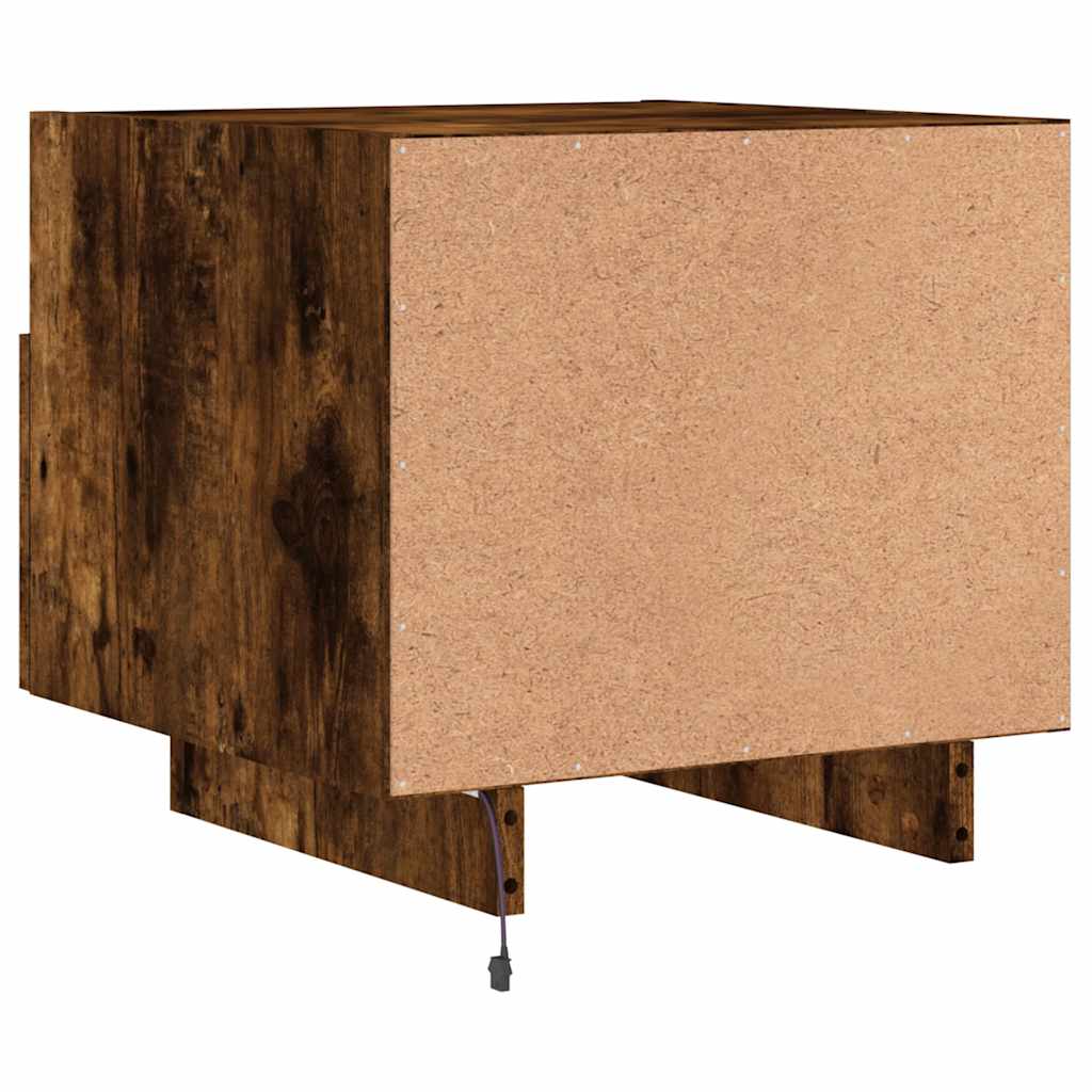 Noćni ormarići s LED svjetlima 2 kom dimljeni hrast 40x39x37 cm
