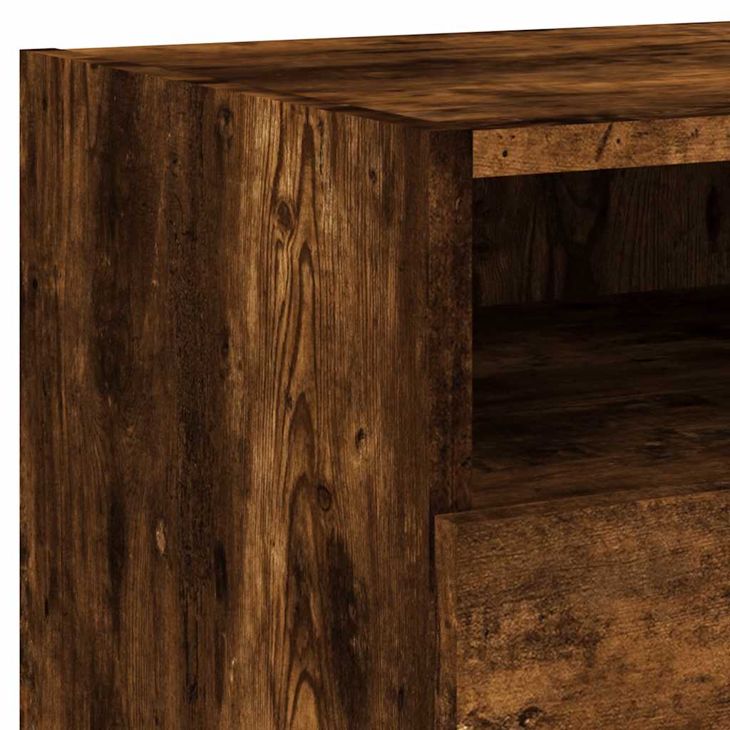 Noćni ormarići s LED svjetlima 2 kom dimljeni hrast 40x39x37 cm