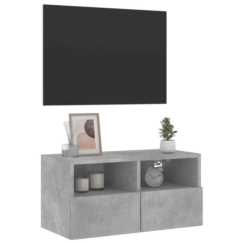 Zidni TV ormarić siva boja betona 60x30x30 cm konstruirano drvo