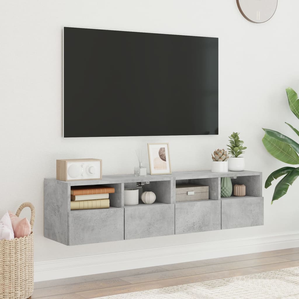 Zidni TV ormarići 2 kom siva boja betona 60x30x30 cm drveni