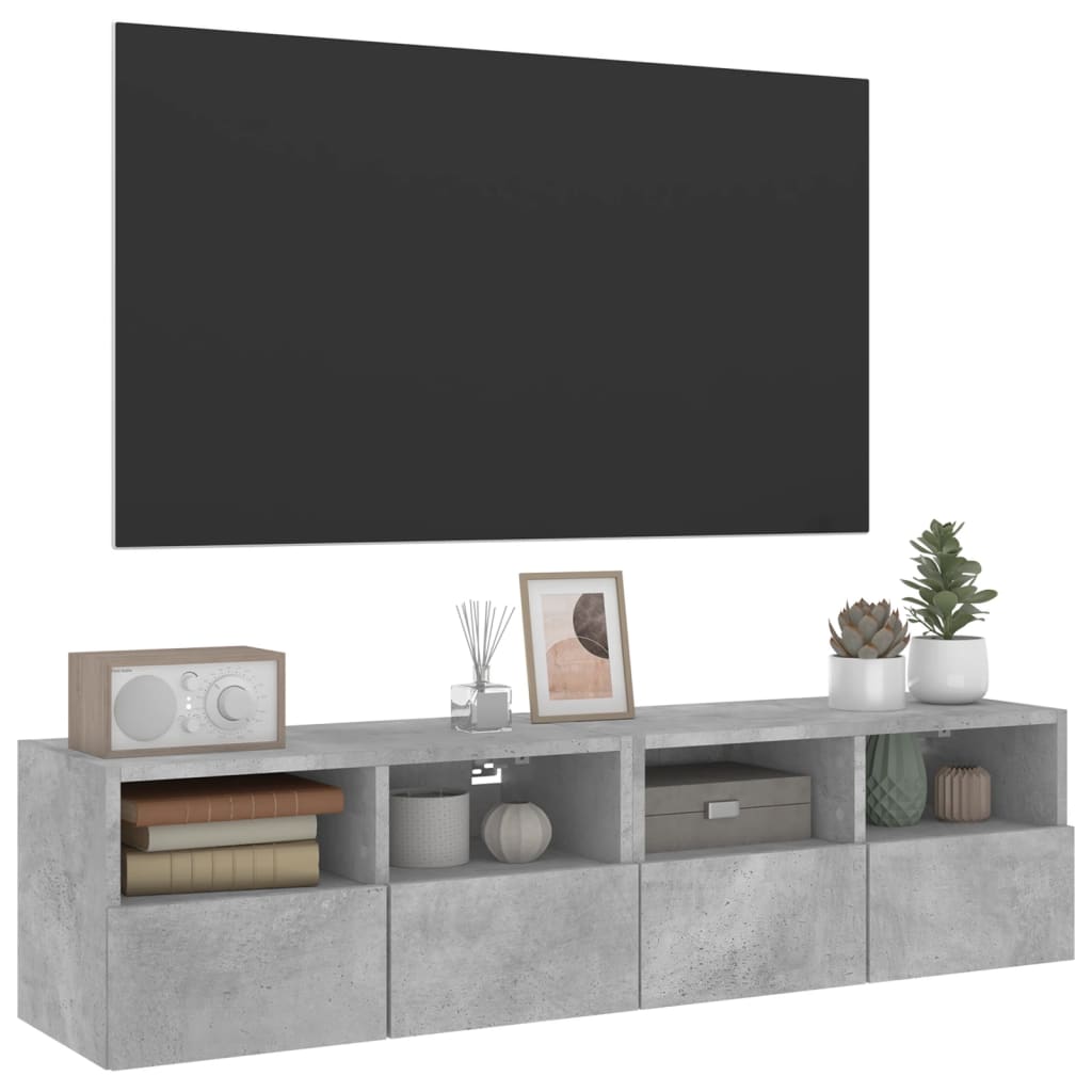 Zidni TV ormarići 2 kom siva boja betona 60x30x30 cm drveni