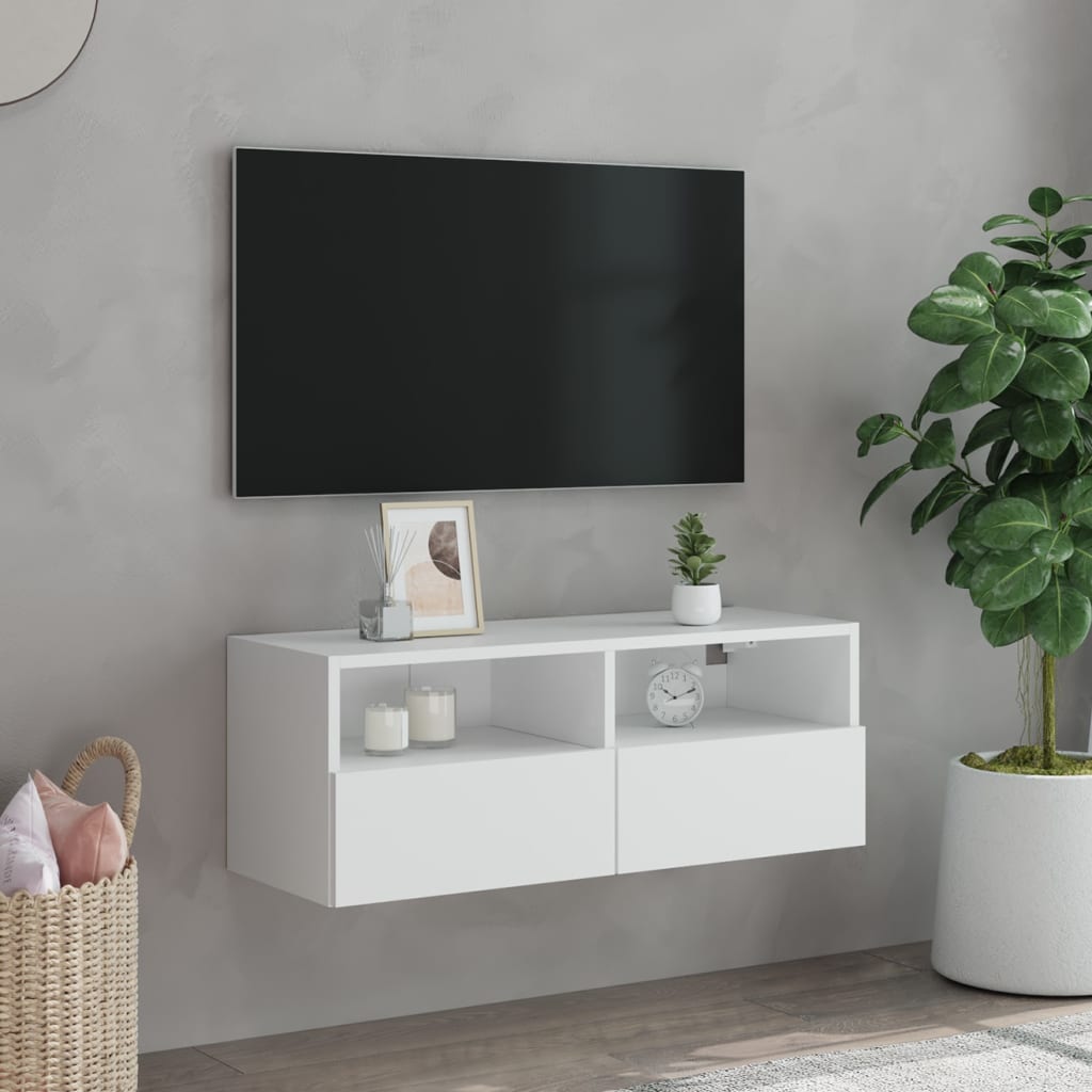 Zidni TV ormarić bijeli 80 x 30 x 30 cm od konstruiranog drva