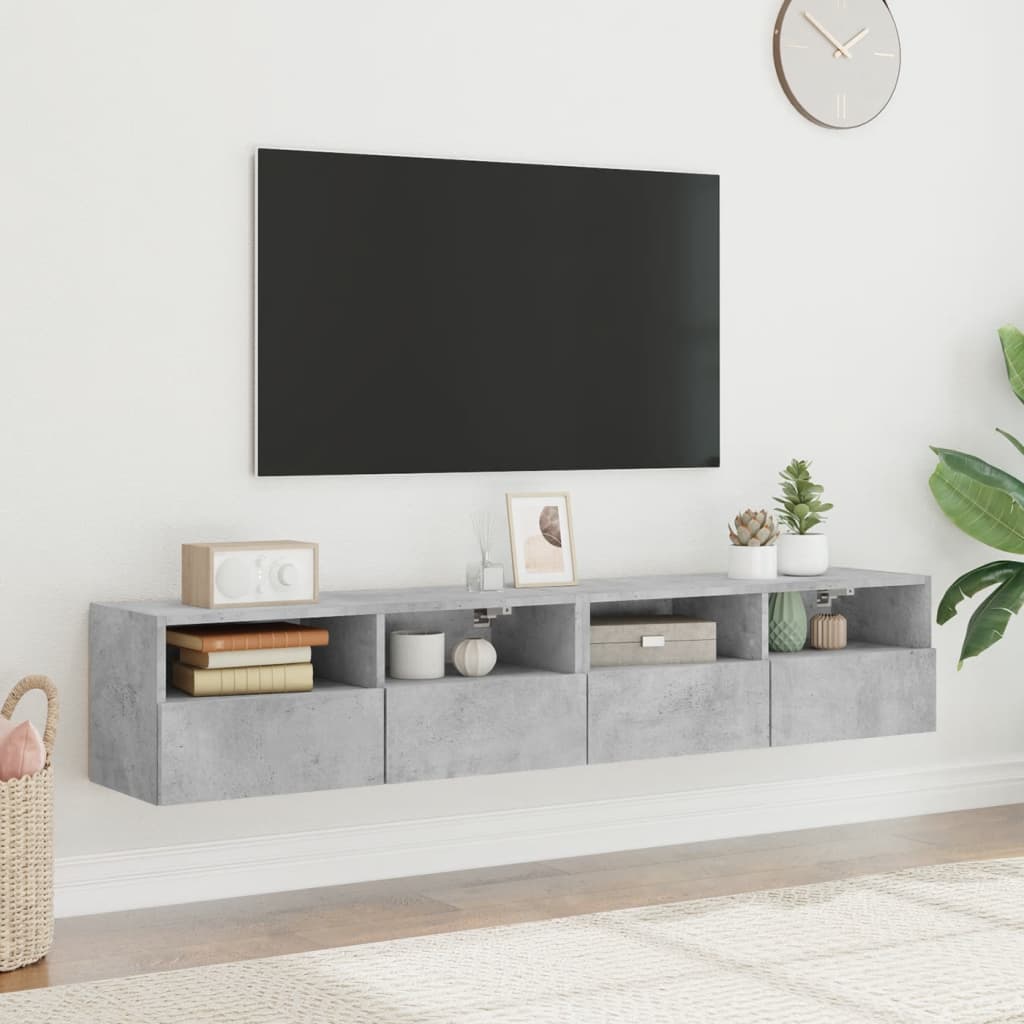 Zidni TV ormarići 2 kom siva boja betona 80 x 30 x 30 cm drveni
